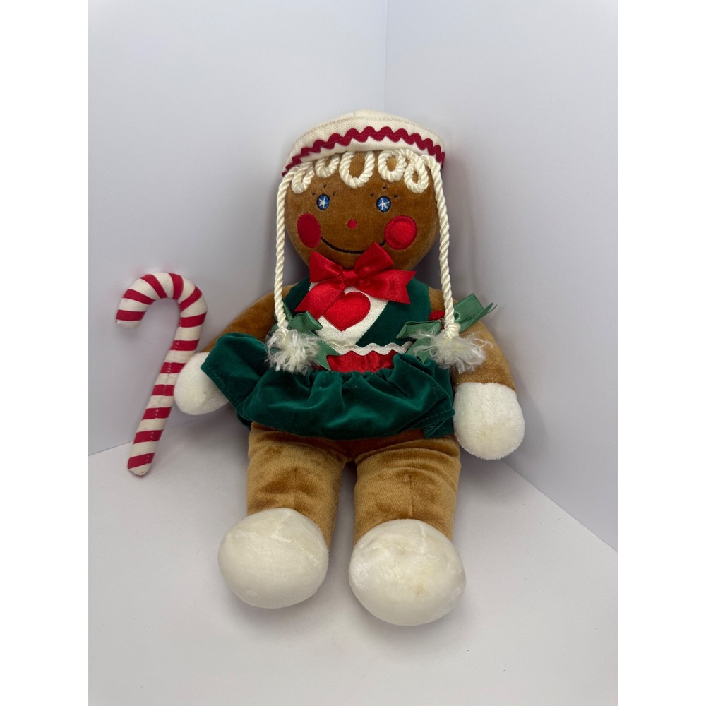 Vintage 1990 Target Gingerbread Girl Plush Commonwealth Toy Green Dress 12 inch